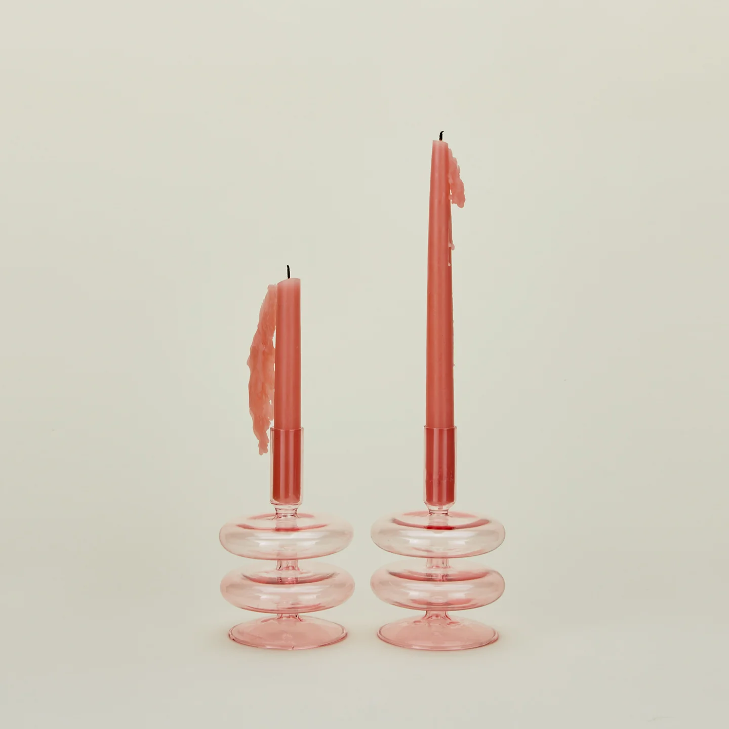 Disk Candle Holder, Set of 2 - Pink - Image 2