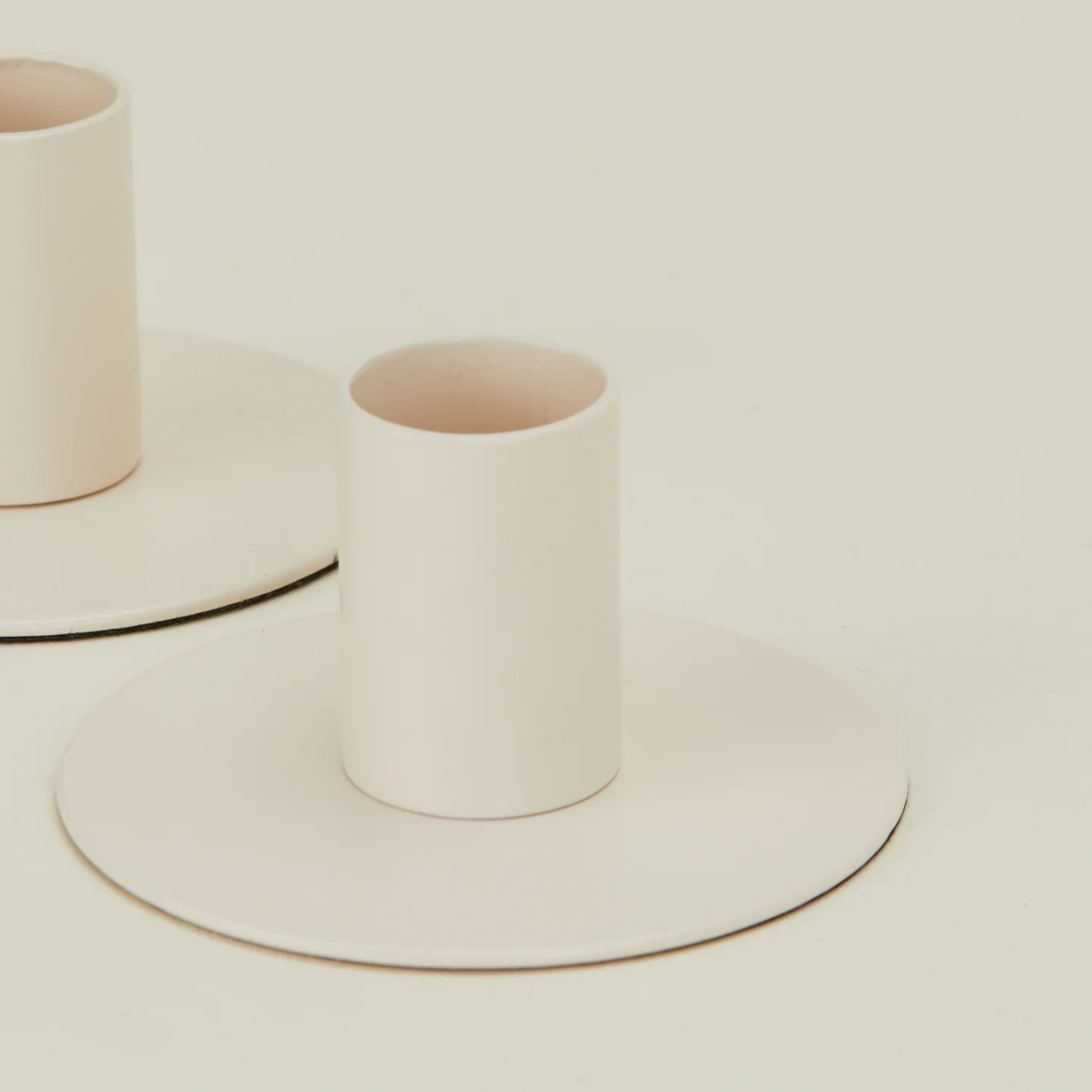 Essential Metal Candle Holders, Set of 2 - Ivory - Image 3