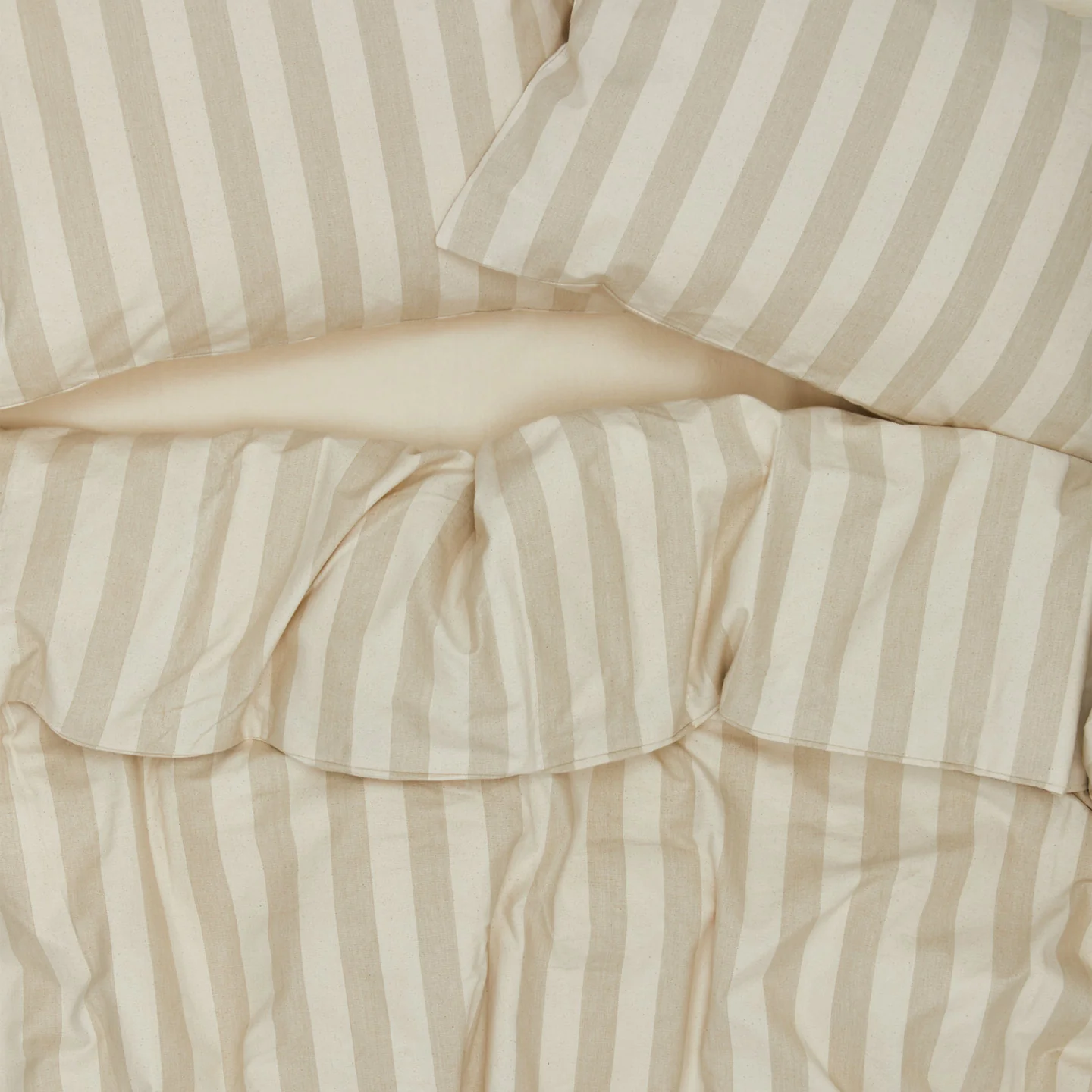 Essential Striped Pillowcases, Set of 2 - Ivory/Flax - Image 3