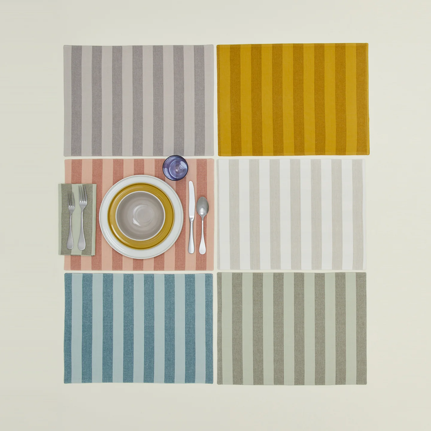 Essential Striped Placemat, Set of 4 - Blush/Terracotta - Image 5