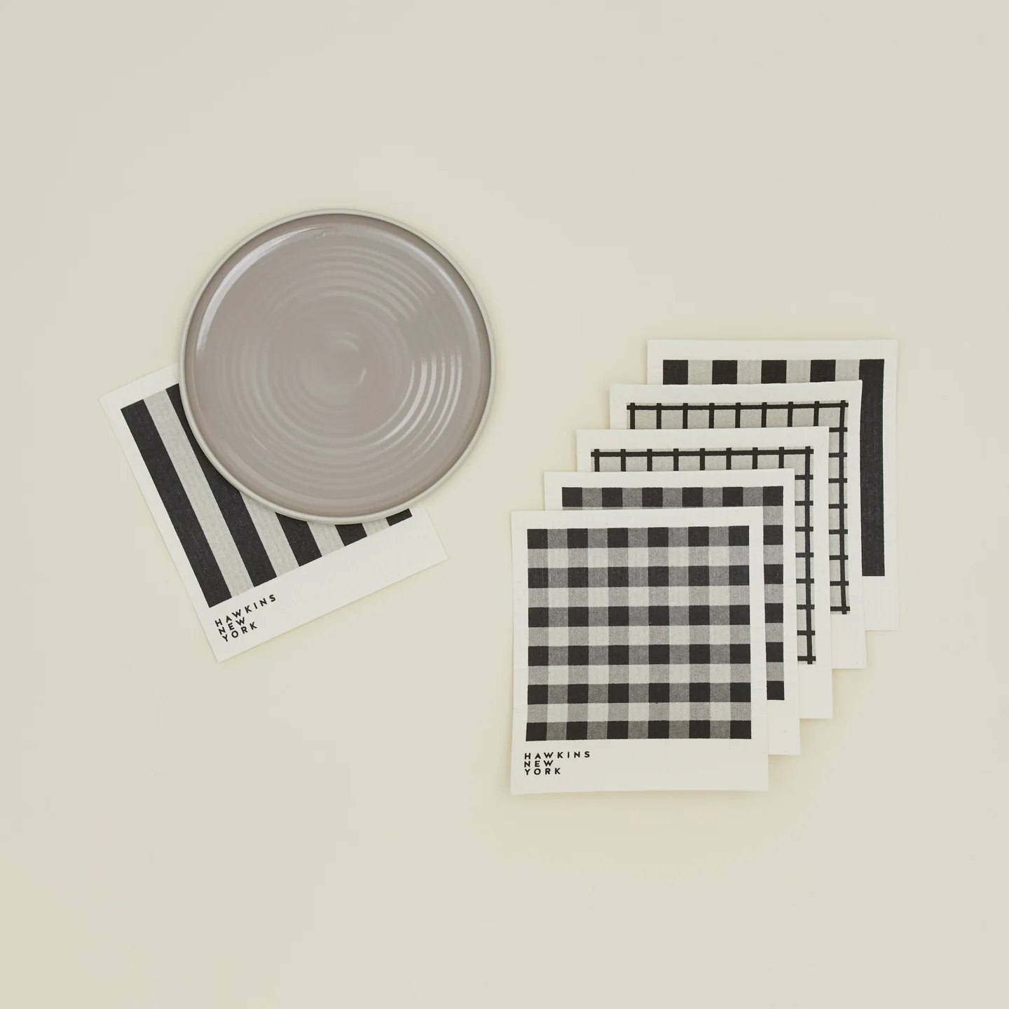 Essential Swedish Dishcloth, Set of 6 - Light Grey/Black - Image 2