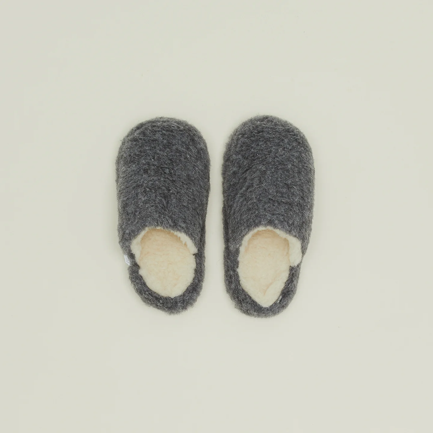 Fuzzy Wool Slippers - Dark Grey