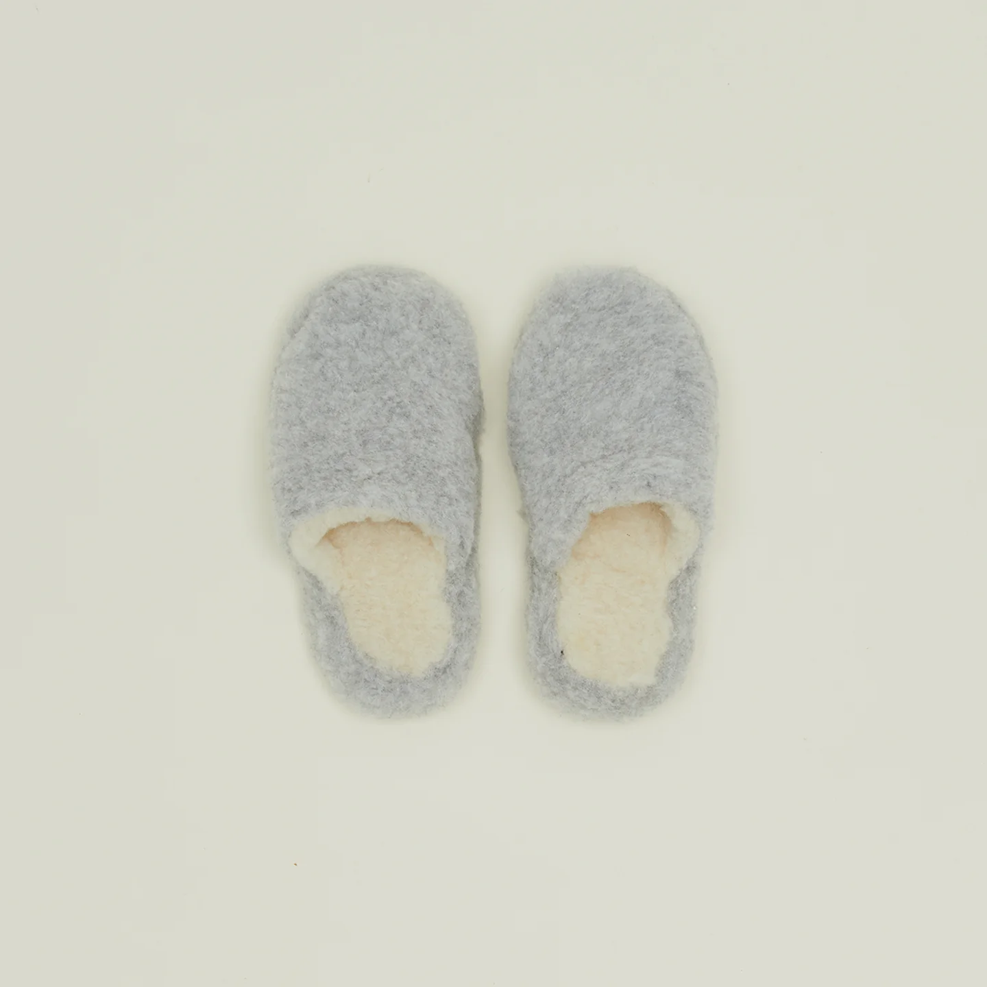 Fuzzy Wool Slippers - Light Grey