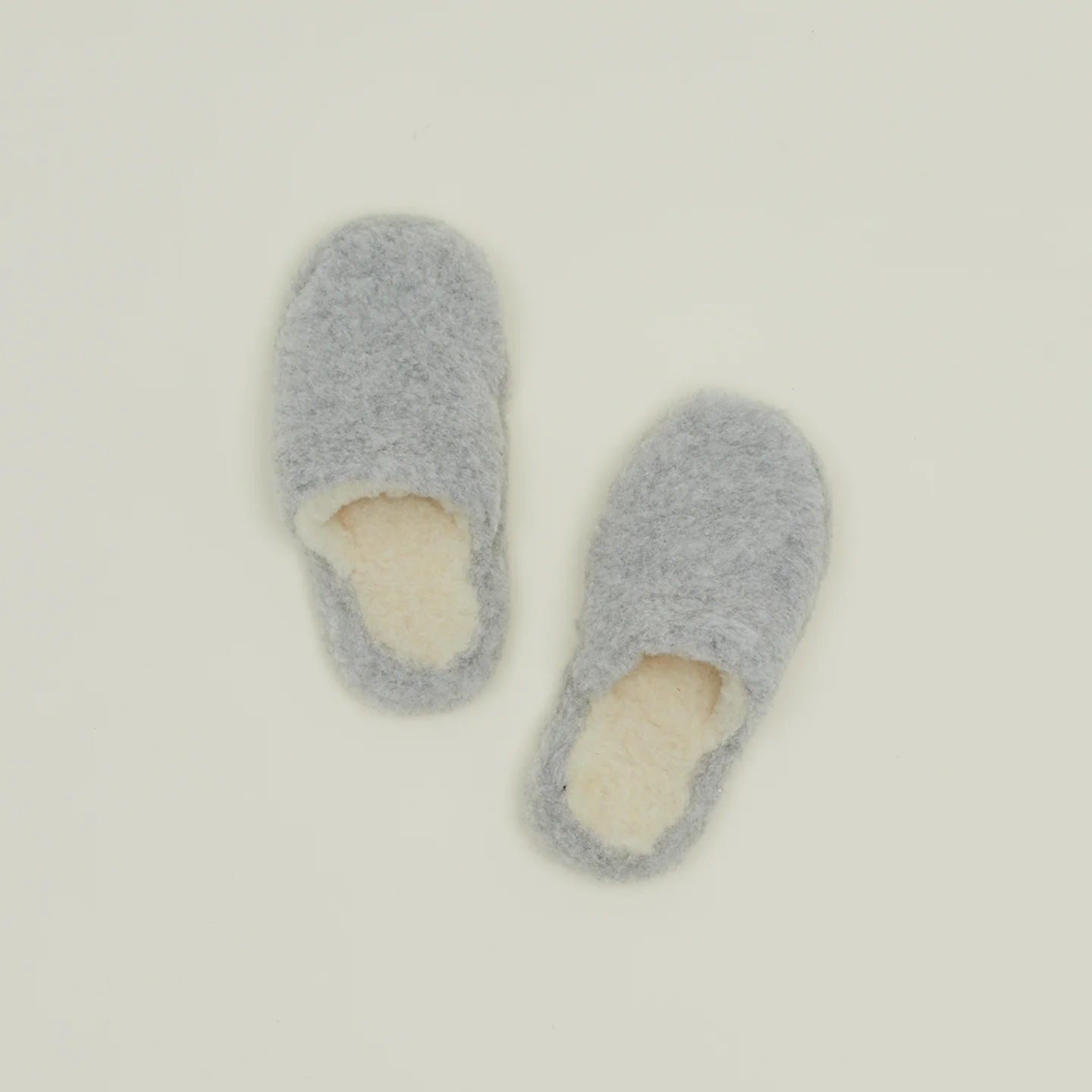 Fuzzy Wool Slippers - Light Grey - Image 2