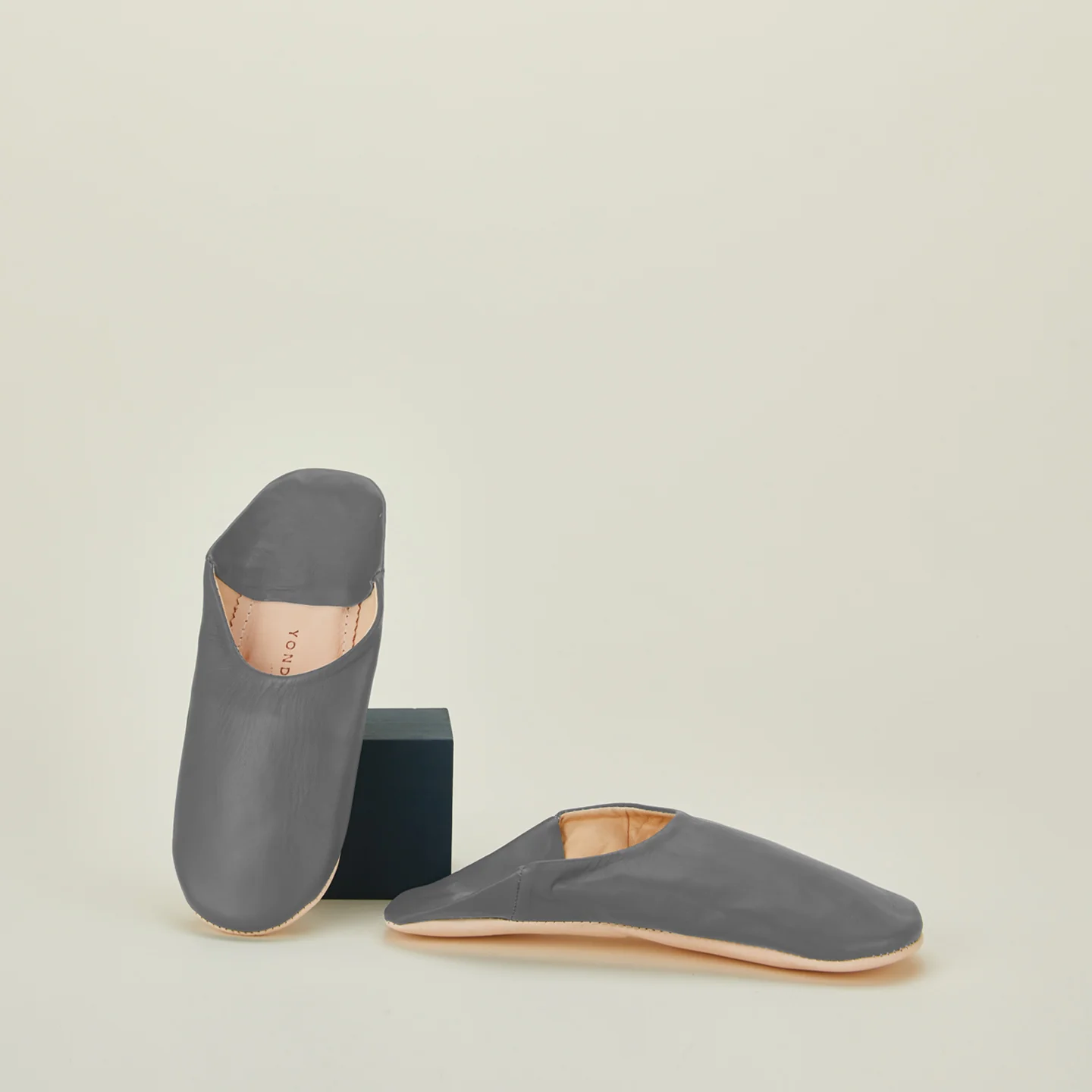 Handmade Leather Slippers - Grey - Image 3