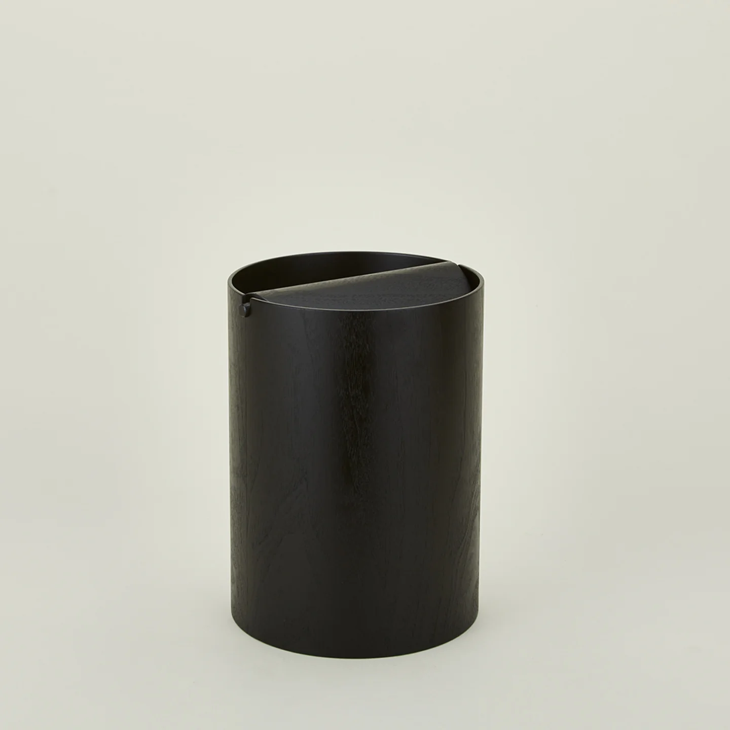 Lidded Wooden Wastebasket - Dark