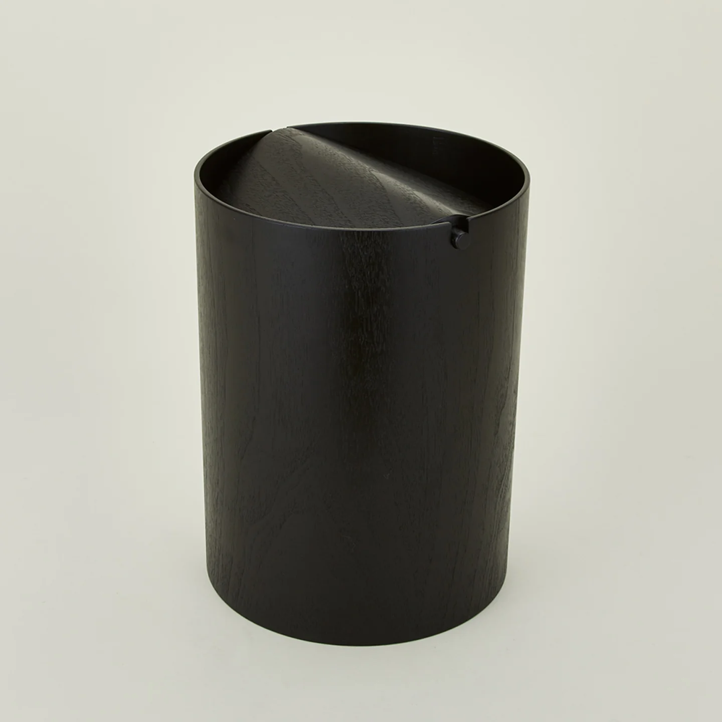 Lidded Wooden Wastebasket - Dark - Image 3