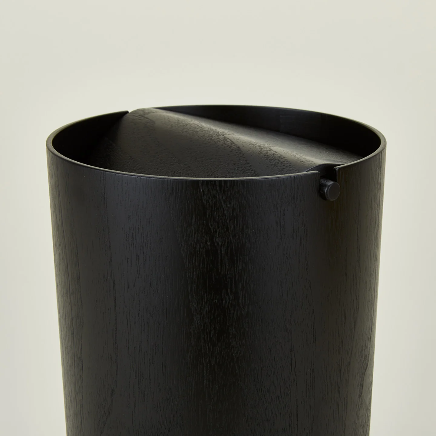 Lidded Wooden Wastebasket - Dark - Image 4