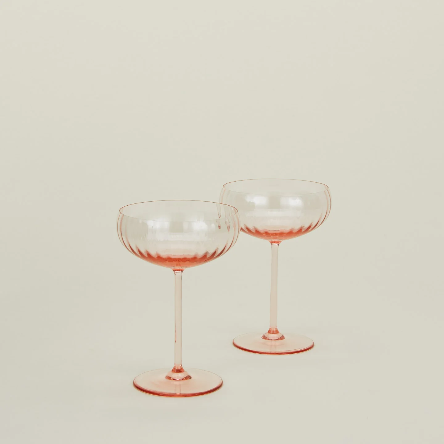 Ribbed Cocktail Coupe, Set of 2 - Blush