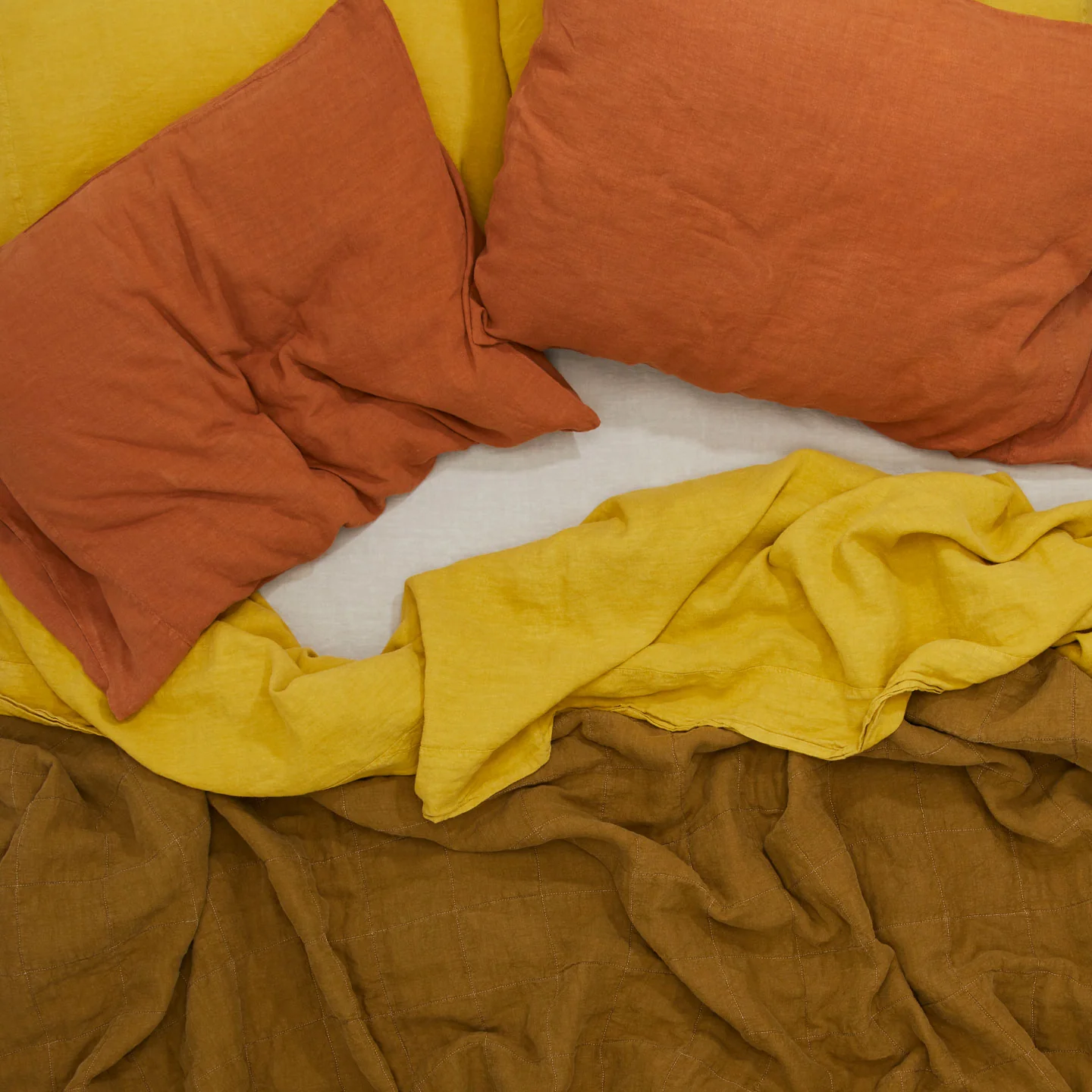 Simple Linen Flat Sheet - Mustard - Image 3