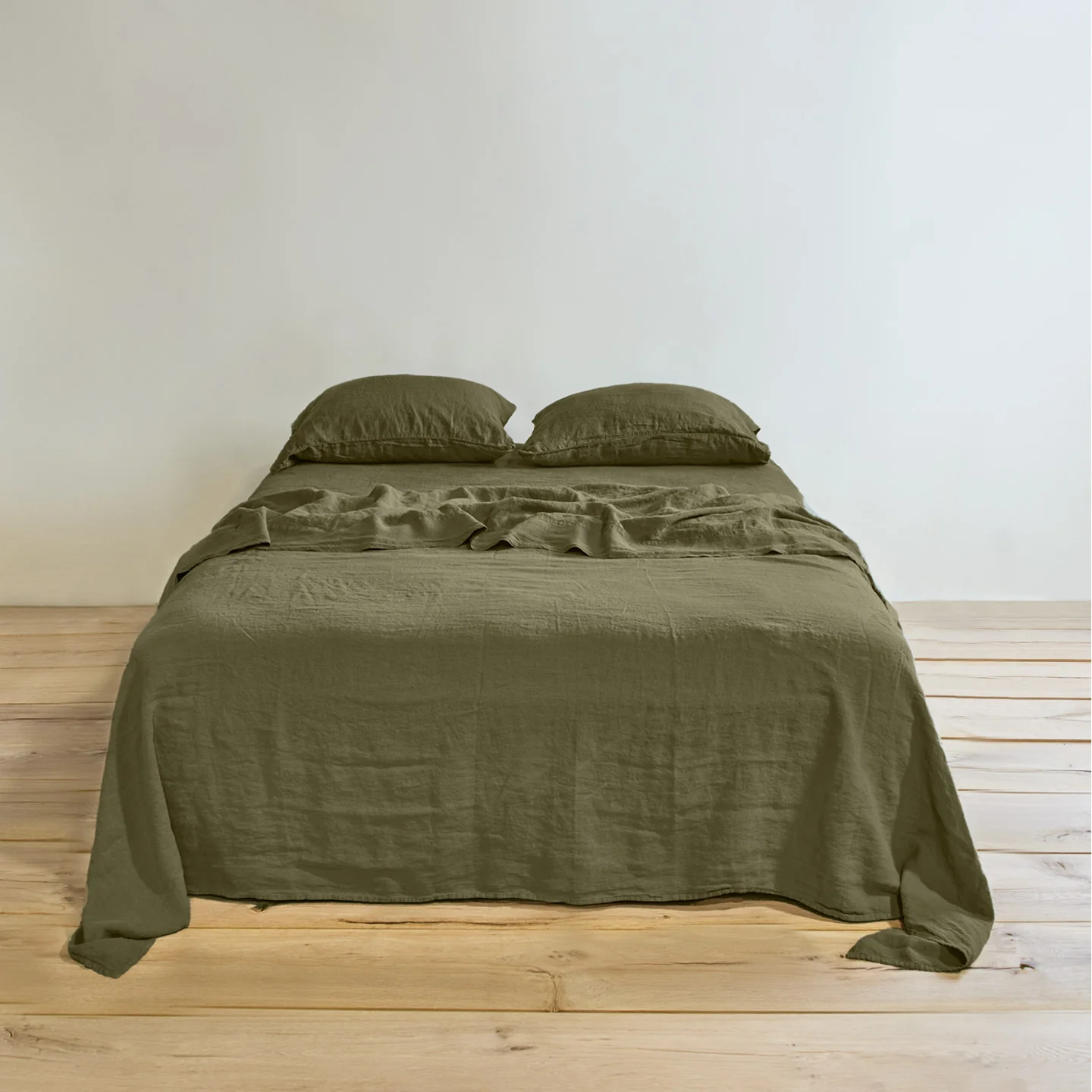 Simple Linen Flat Sheet - Olive - Image 2