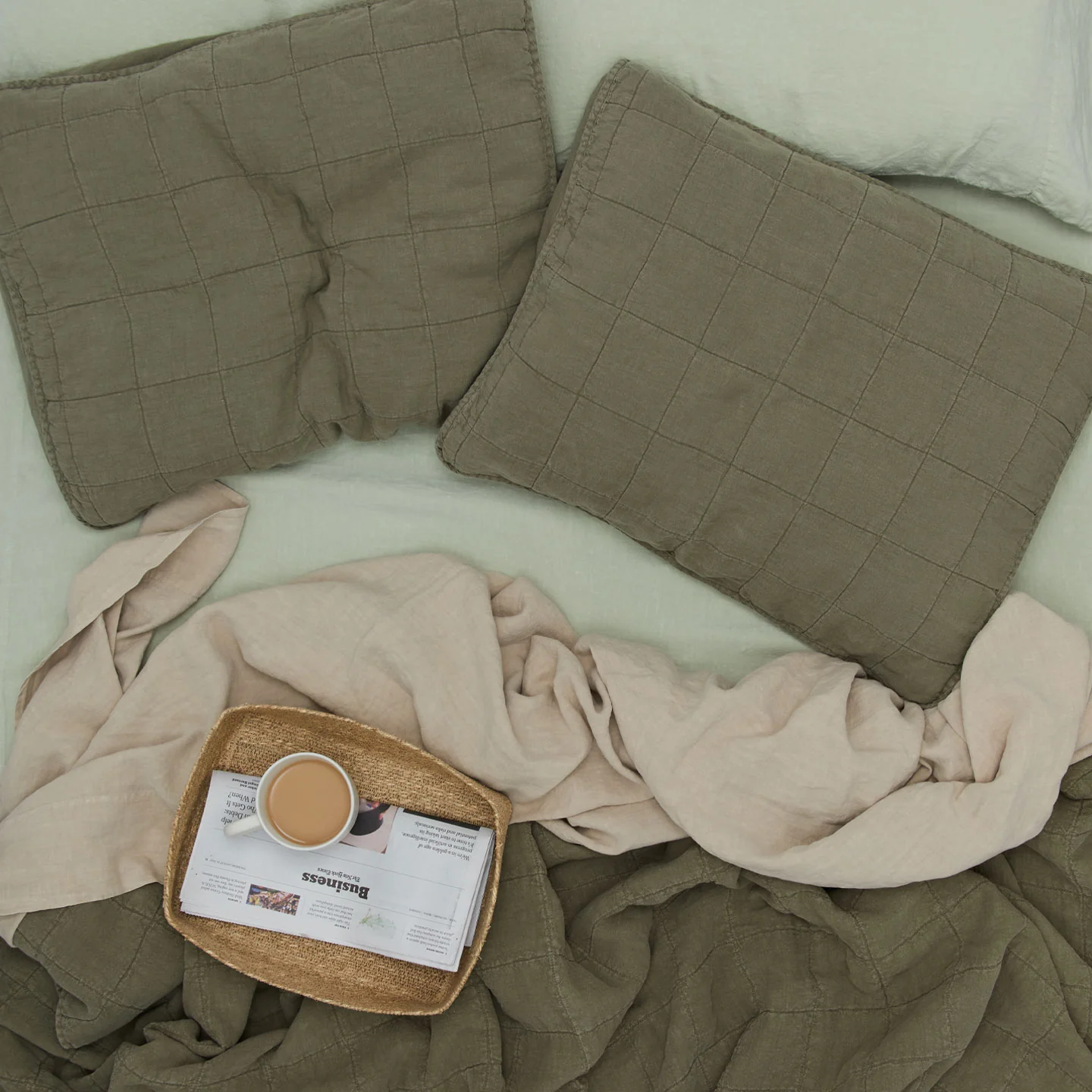 Simple Linen Flat Sheet - Sage - Image 3
