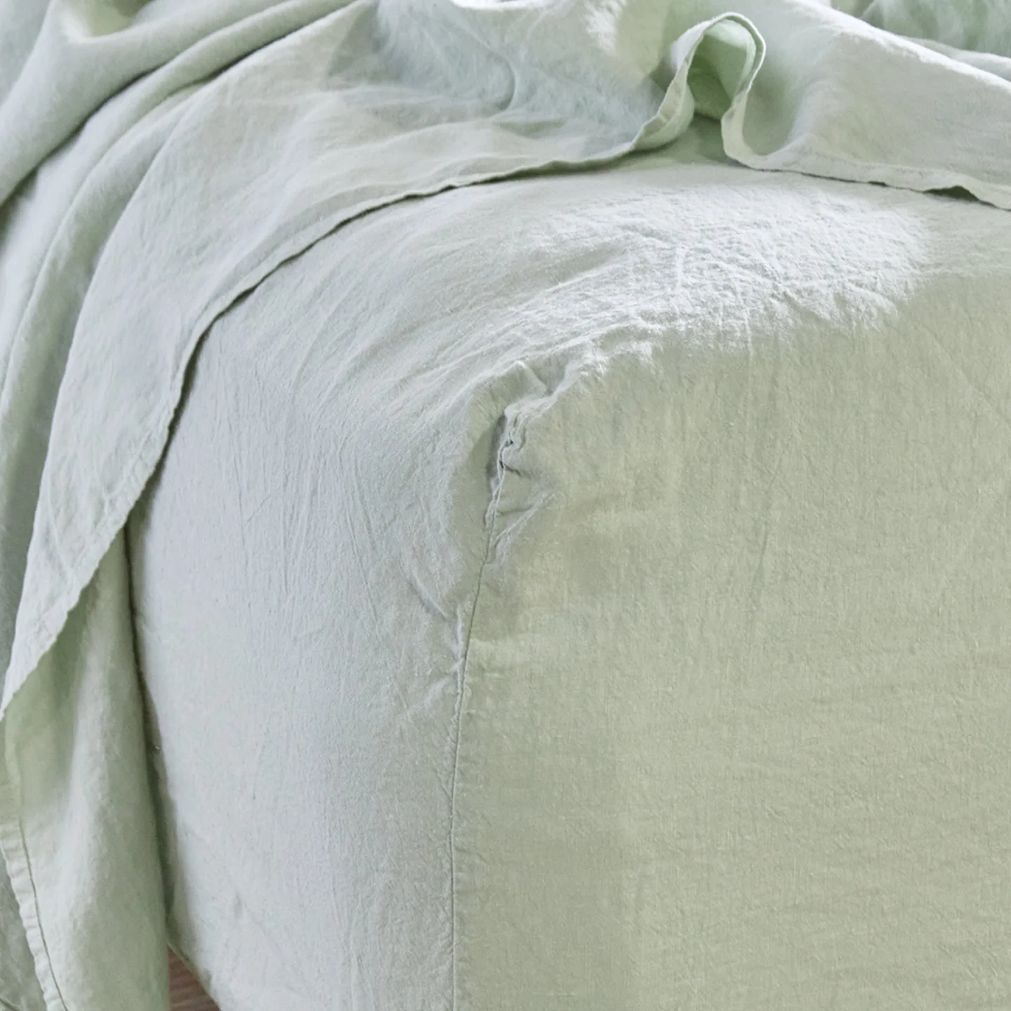 Simple Linen Flat Sheet - Sage - Image 6