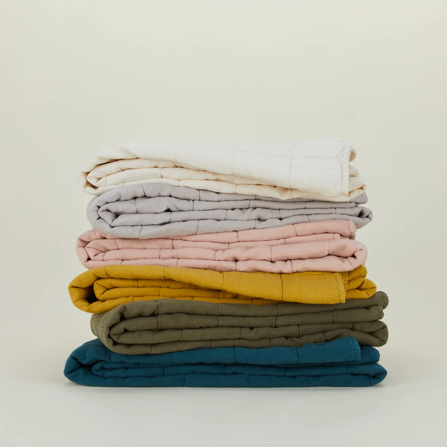 Simple Linen Quilted Throw - Peacock - Image 4