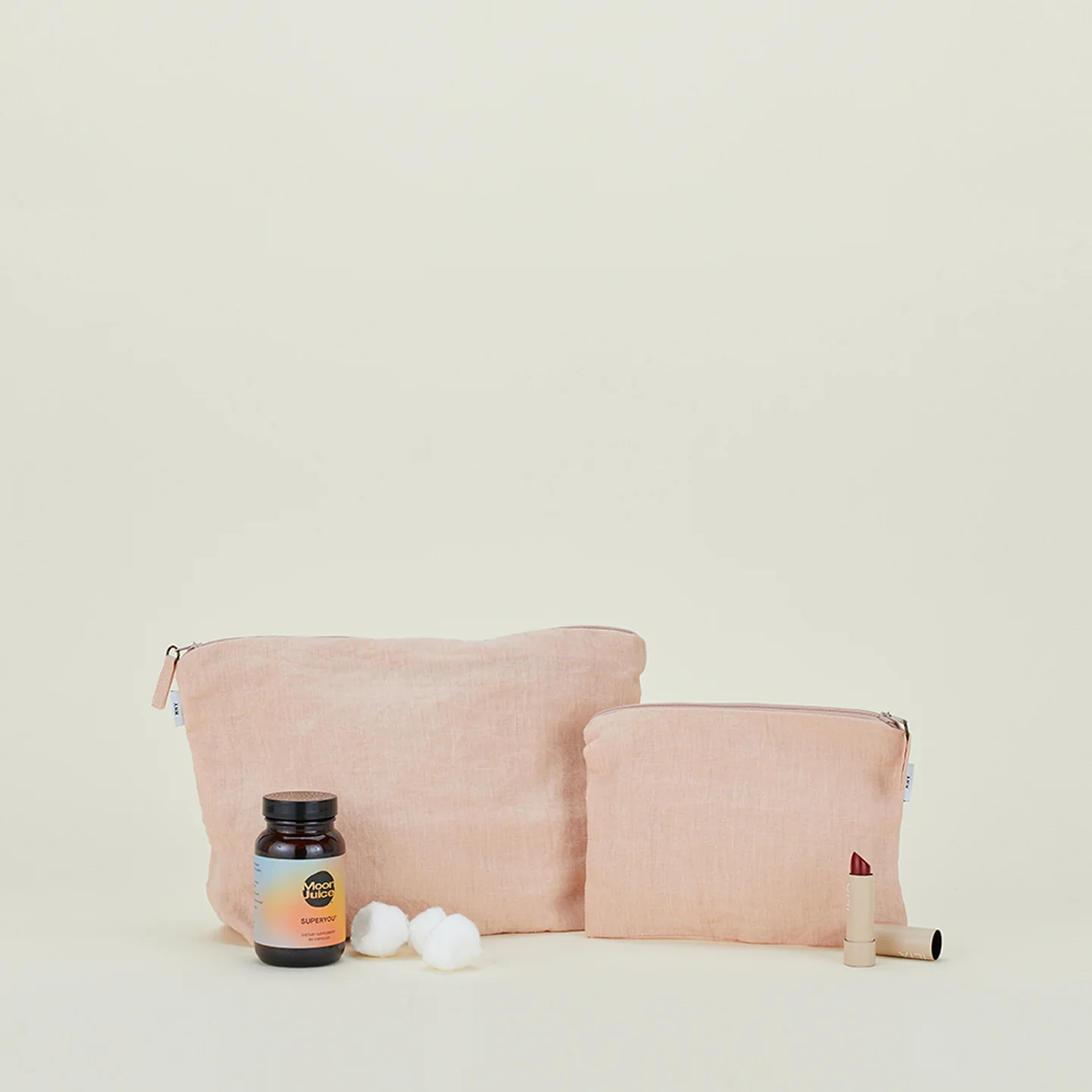 Simple Linen Zipper Pouch - Blush - Image 2