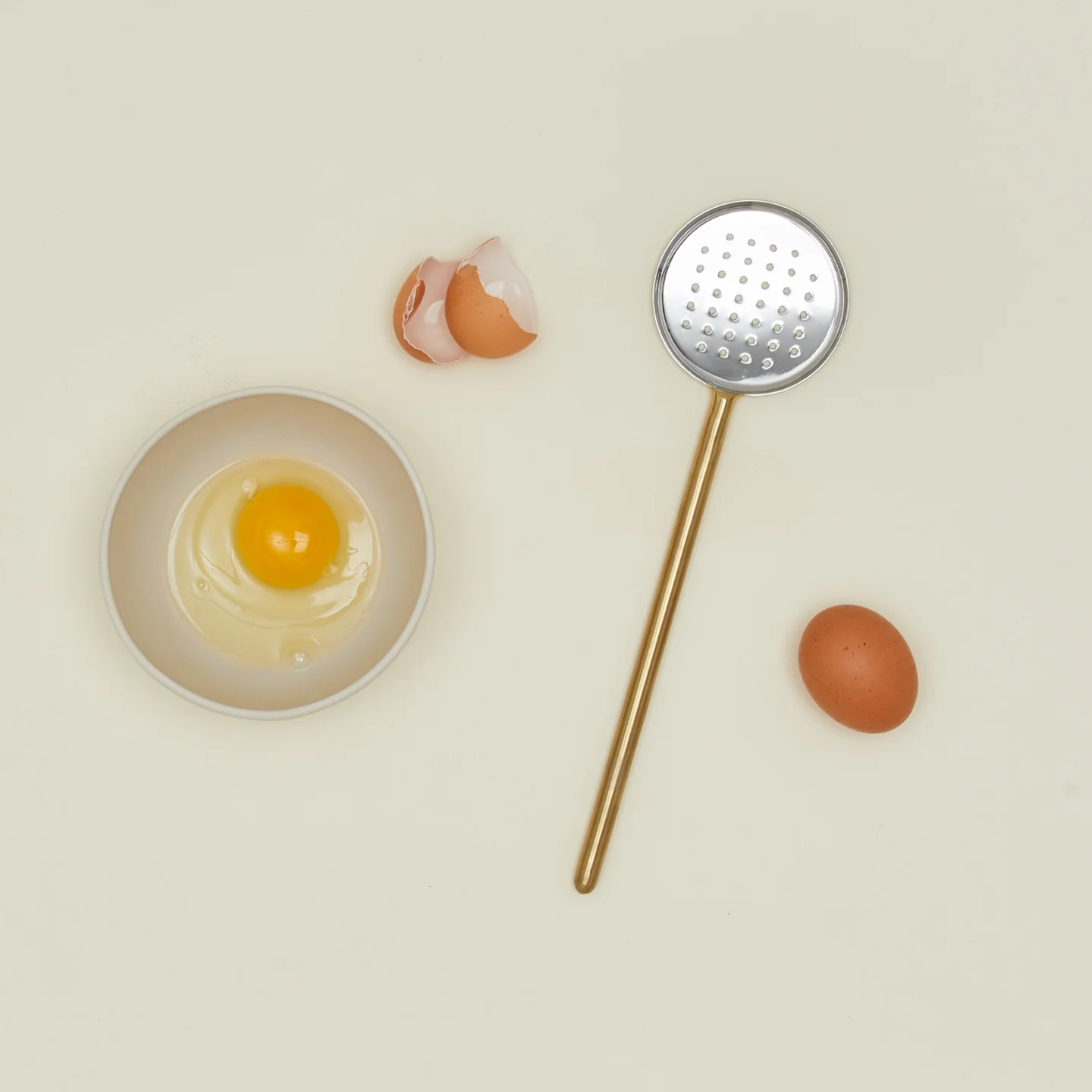 Simple Metal Flat Slotted Spoon - Brass - Image 2