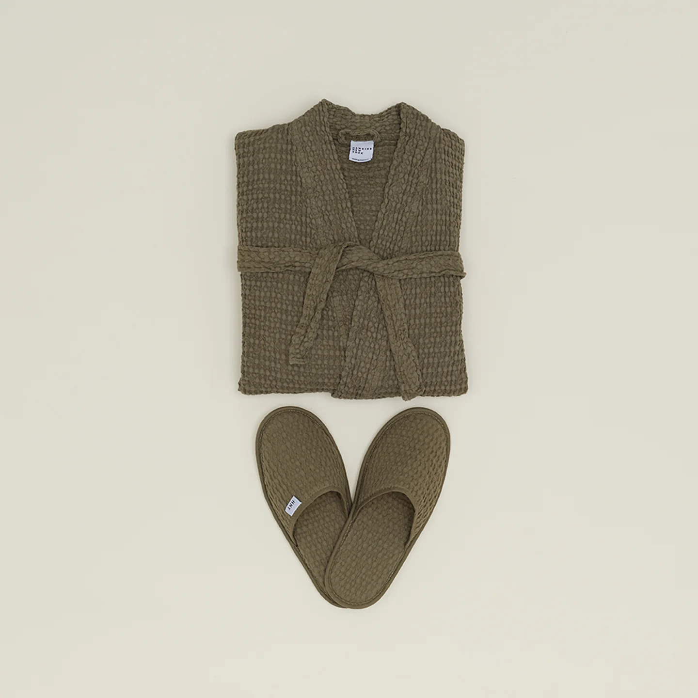 Simple Waffle Bathrobe - Olive - Image 4