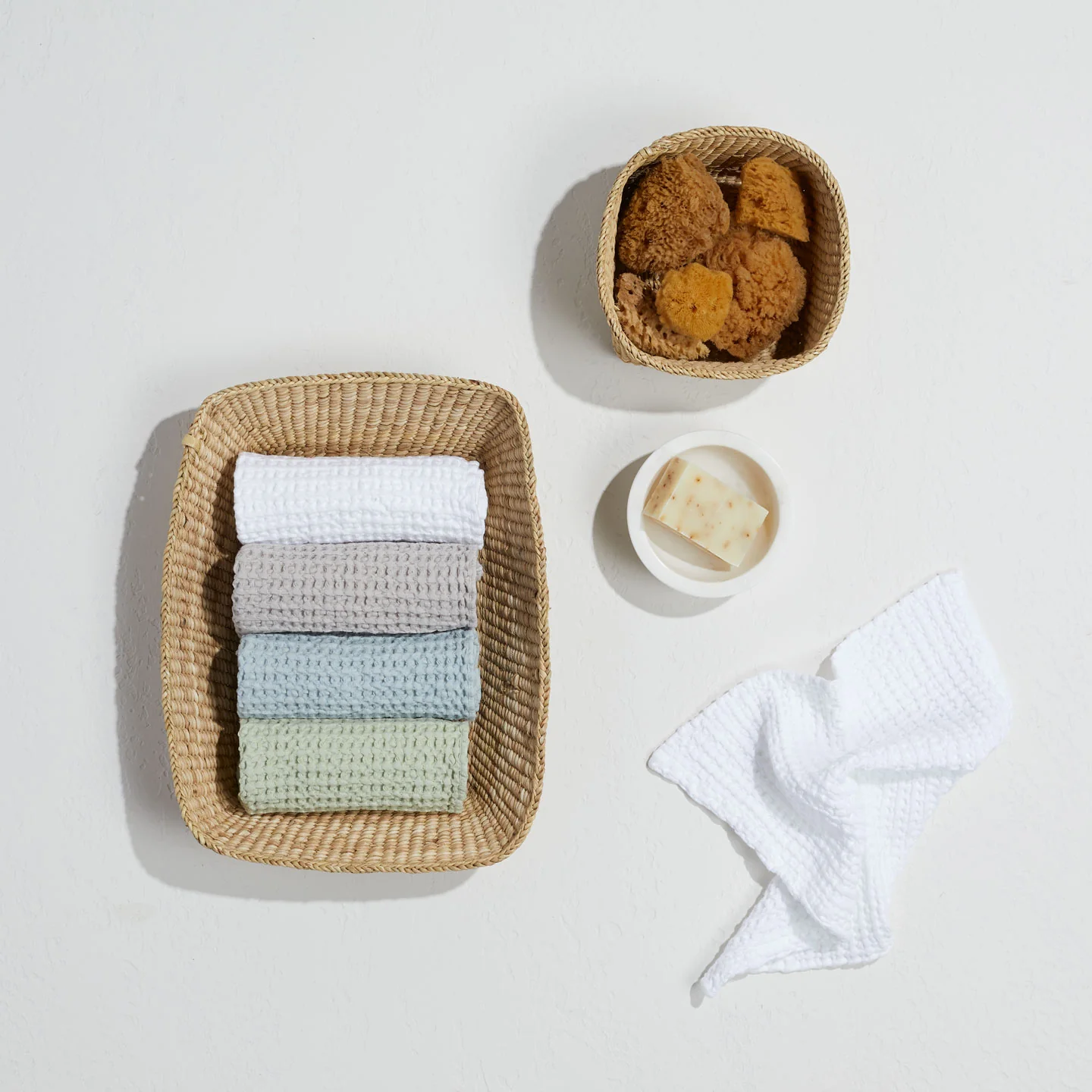 Simple Waffle Towel - Sage - Image 4