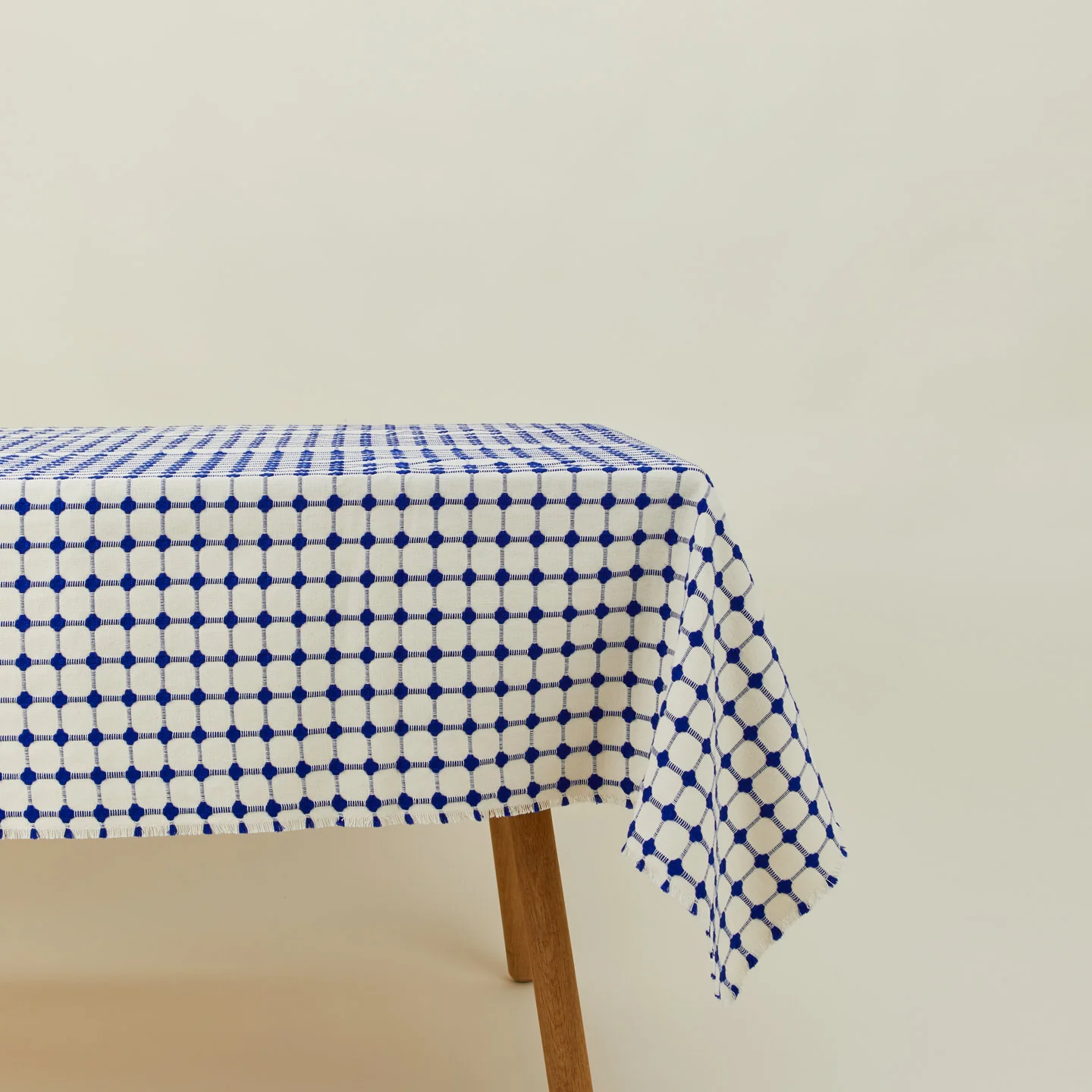 Wicker Fringed Tablecloth - Cobalt