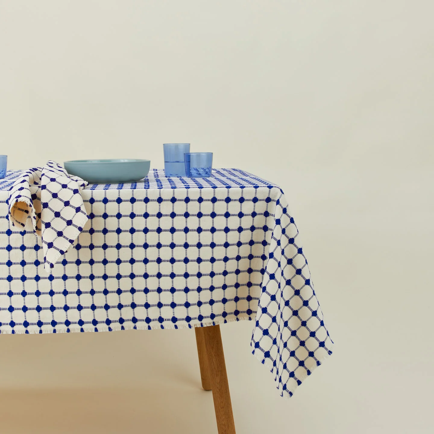 Wicker Fringed Tablecloth - Cobalt - Image 2